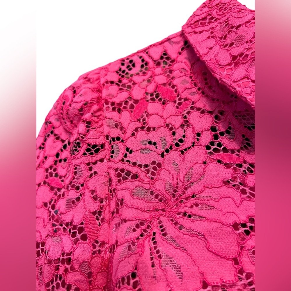Worthington Women’s Size XS Top NWOT Button Down Petaluma Pink Lace Collared - Picture 8 of 10